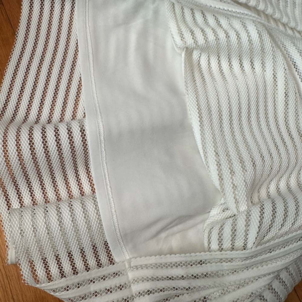 White Structured A-line Illusion Striped Skirt - Picture 5 of 9